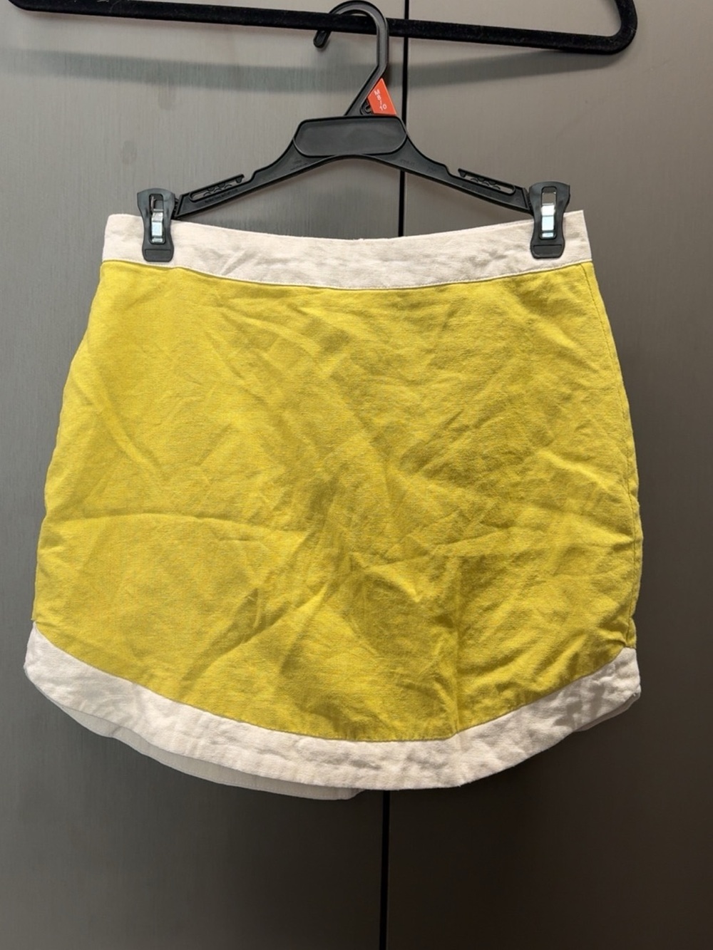7 For All Mankind Yellow Mini Skirt with White Trim